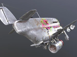 Stylized realistic gray airplane 3D Model