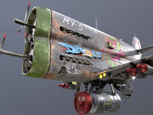 Stylized realistic gray airplane 3D Model