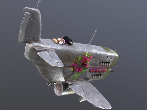 Stylized realistic gray airplane Modelo 3D