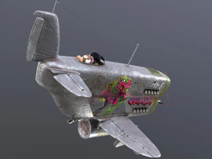Stylized realistic gray airplane 3D Model