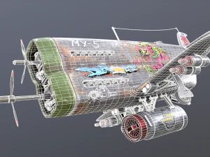 Stylized realistic gray airplane 3D Model