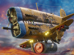 Stylized realistic yellow airplane Model 3D