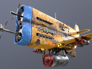 Stylized realistic yellow airplane Modelo 3D