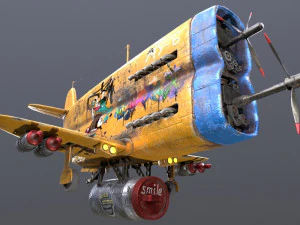 Stylized realistic yellow airplane 3D Model