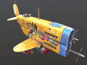 Stylized realistic yellow airplane Modelo 3D
