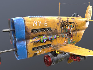 Stylized realistic yellow airplane Modelo 3D
