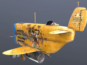 Stylized realistic yellow airplane 3D Model