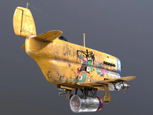 Stylized realistic yellow airplane 3D Model