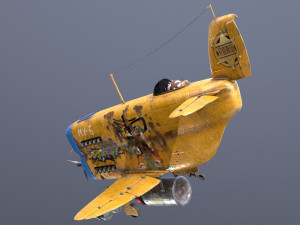 Stylized realistic yellow airplane Modelo 3D