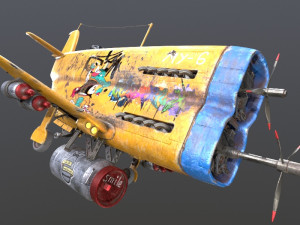 Stylized realistic yellow airplane Modelo 3D