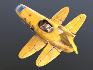 Stylized realistic yellow airplane 3D Model