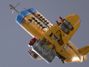 Stylized realistic yellow airplane Modelo 3D