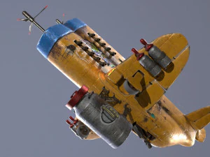 Stylized realistic yellow airplane 3D Model