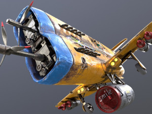 Stylized realistic yellow airplane Modelo 3D