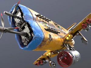 Stylized realistic yellow airplane 3D Model