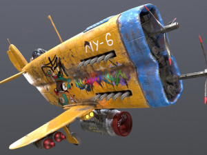 Stylized realistic yellow airplane Modelo 3D