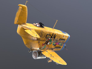 Stylized realistic yellow airplane Modelo 3D