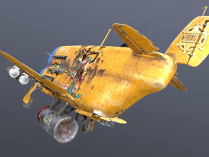 Stylized realistic yellow airplane Modelo 3D