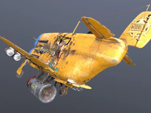 Stylized realistic yellow airplane 3D Model