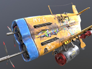 Stylized realistic yellow airplane Modelo 3D