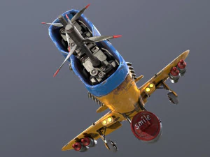 Stylized realistic yellow airplane 3D Model