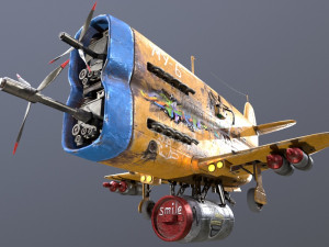 Stylized realistic yellow airplane Modelo 3D