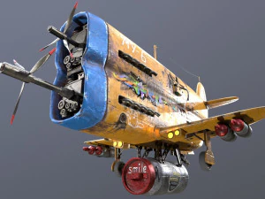 Stylized realistic yellow airplane 3D Model