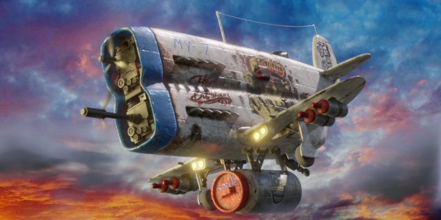 Stylized realistic white airplane Model 3D .c4d .max .obj .3ds .fbx .stl .blend 