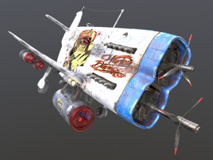 Stylized realistic white airplane Model 3D