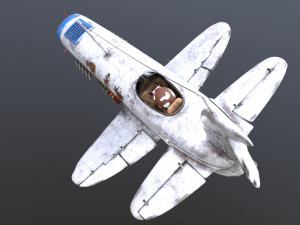Stylized realistic white airplane Model 3D