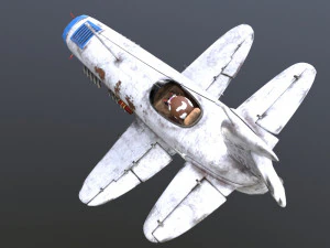 Stylized realistic white airplane 3D Model