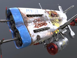 Stylized realistic white airplane 3D Model