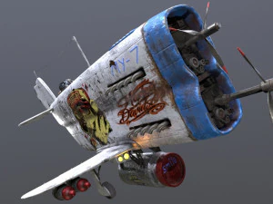 Stylized realistic white airplane 3D Model