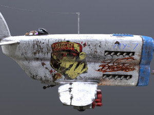 Stylized realistic white airplane Model 3D