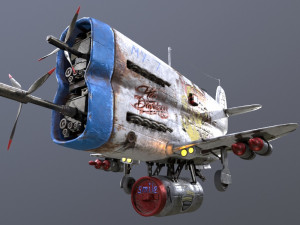 Stylized realistic white airplane Model 3D