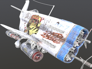 Stylized realistic white airplane Model 3D