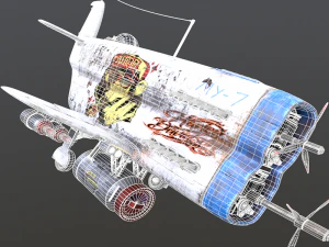 Stylized realistic white airplane 3D Model