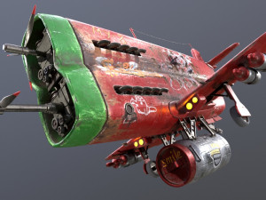 Stylized realistic red-green airplane Modelo 3D