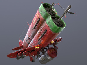 Stylized realistic red-green airplane Modelo 3D