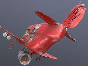 Stylized realistic red-green airplane Modelo 3D