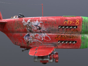 Stylized realistic red-green airplane Modelo 3D
