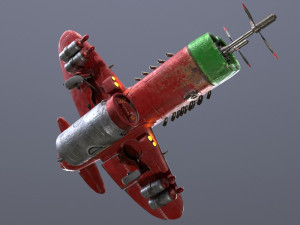 Stylized realistic red-green airplane Modelo 3D