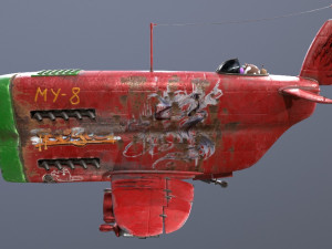 Stylized realistic red-green airplane Modelo 3D