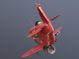 Stylized realistic red-green airplane Modelo 3D