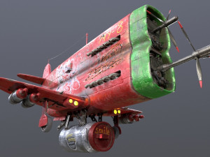 Stylized realistic red-green airplane Modelo 3D