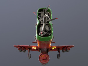 Stylized realistic red-green airplane Modelo 3D