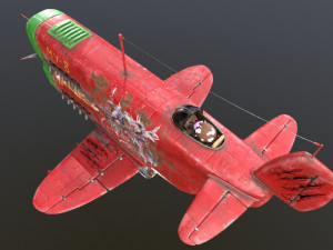 Stylized realistic red-green airplane Modelo 3D