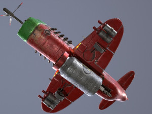 Stylized realistic red-green airplane Modelo 3D