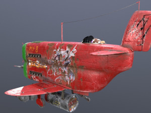 Stylized realistic red-green airplane Modelo 3D