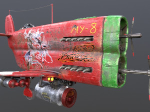 Stylized realistic red-green airplane Modelo 3D